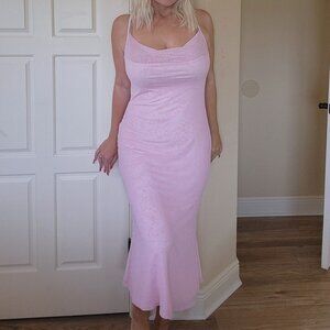 Shein pink floral flowy midi dress size XL